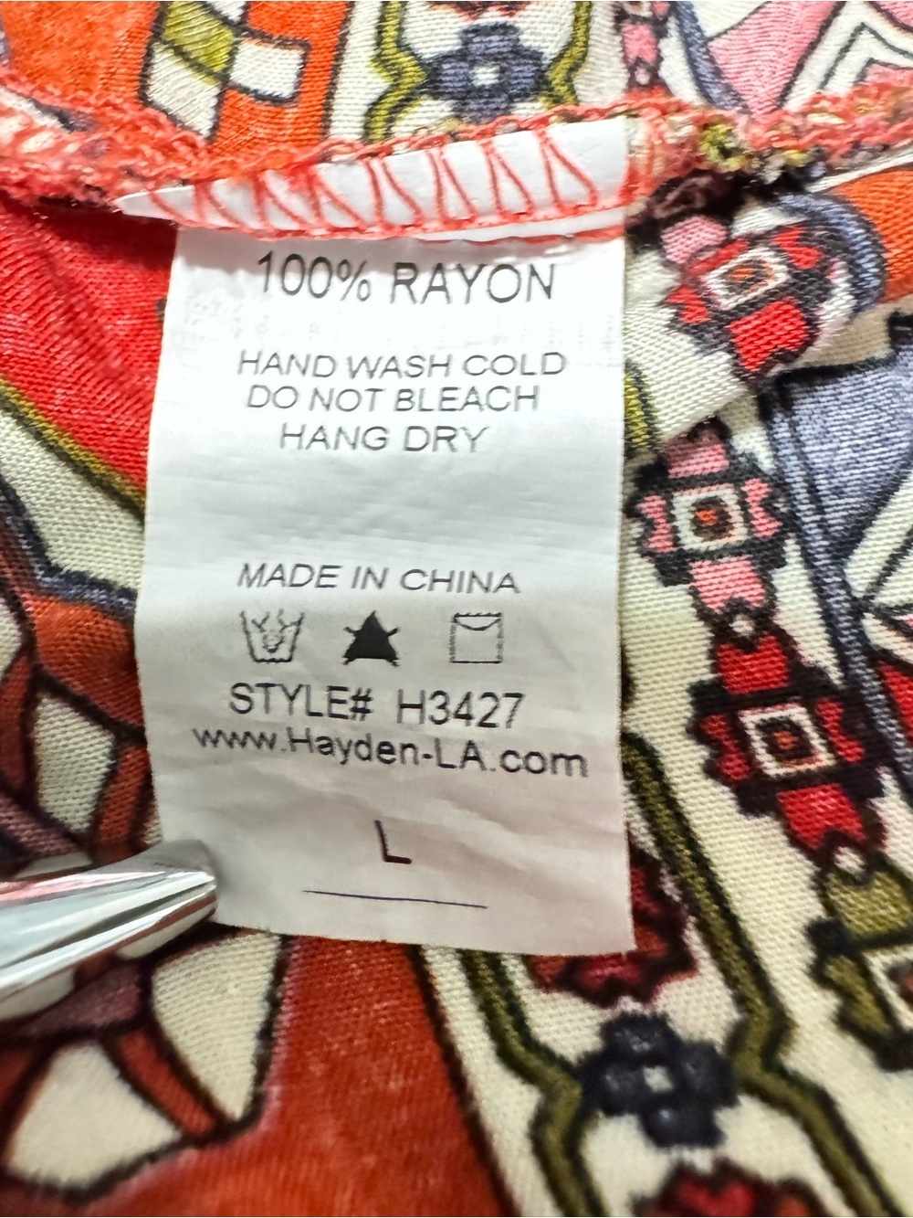 Hayden Los Angeles Boho Paisley Print High Low Midi Skirt Red Cream Size Large - Picture 8 of 12